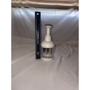 Pampered Chef Food Chopper Hand Veggie Nut Cutter White Clear Base Kitchen Tool